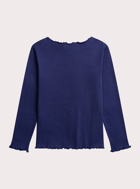 Blue Cherry Print Cotton T-shirt