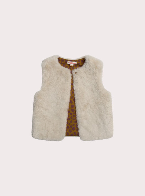 Reversible Cream Faux Fur Gilet