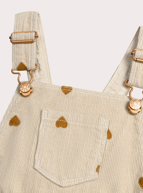 Lined Cream Corduroy Dungaree Dress