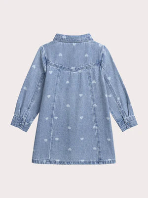 Heart Print Denim Dress