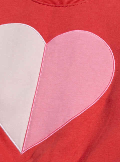 Red heart Applique Cotton Fleece Sweatshirt
