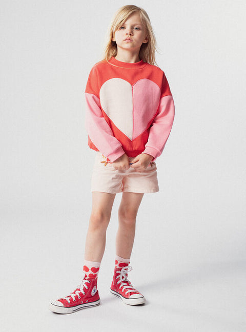Red heart Applique Cotton Fleece Sweatshirt