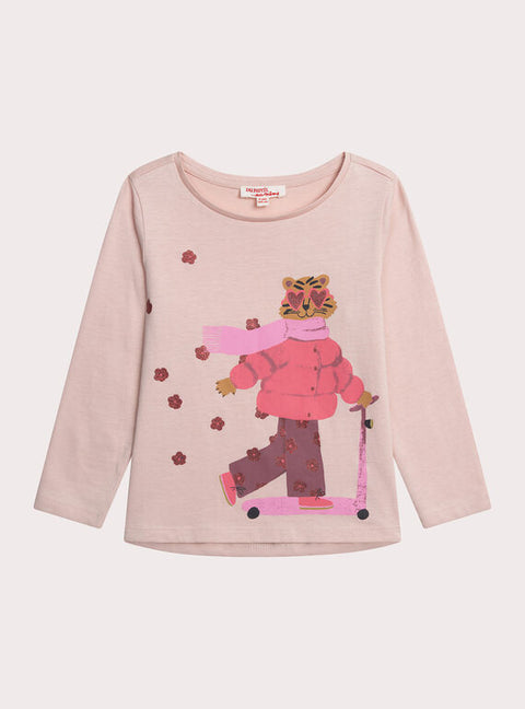 Pink Printed Cotton T-shirt