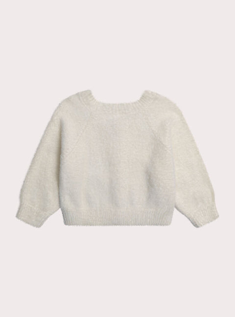 Cream Feather Knit Cardigan