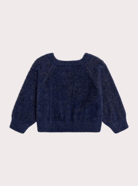 Navy Feather Knit Cardigan
