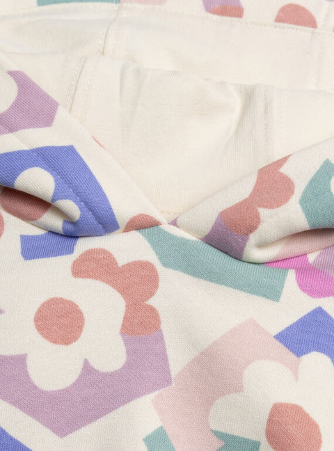 Cream Graphic Print Cotton Fleece Hoodie