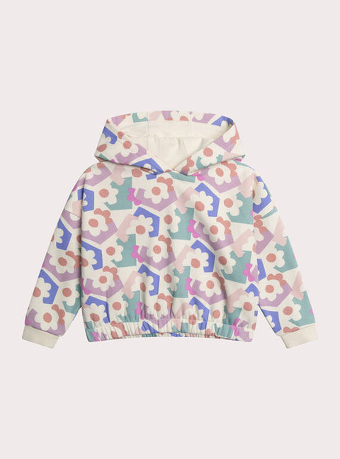 Cream Graphic Print Cotton Fleece Hoodie