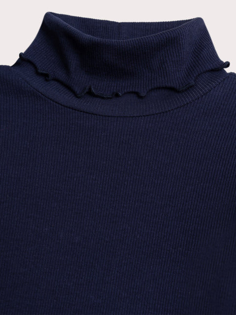 Navy Cotton Polo Neck