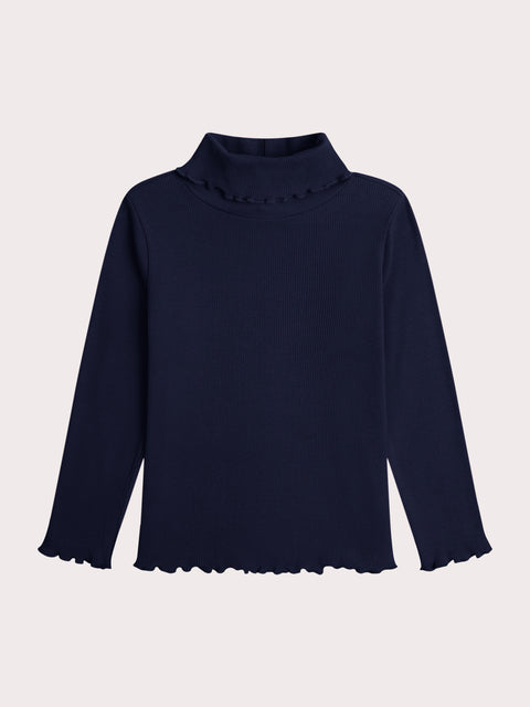 Navy Cotton Polo Neck