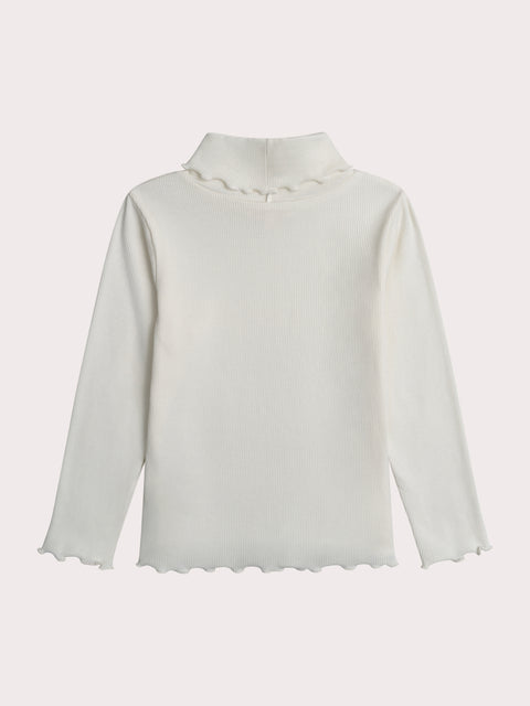 Cream Cotton Polo Neck