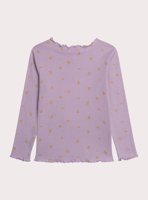 Purple Floral Print Cotton T-shirt