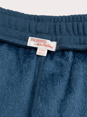 Turquoise Embroidered Cotton Fleece Joggers