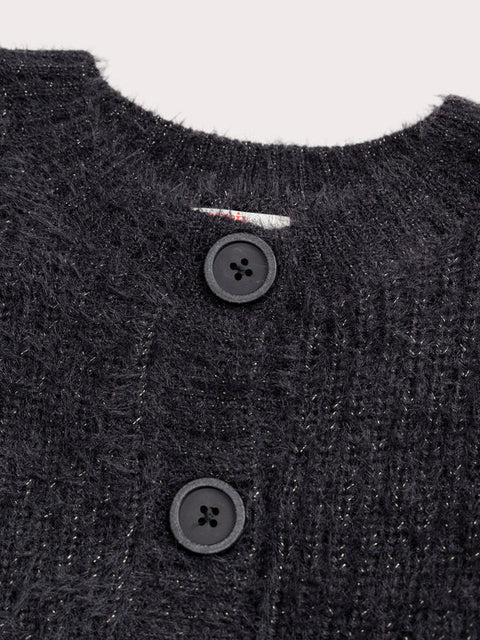 Black Feather Knit Cardigan