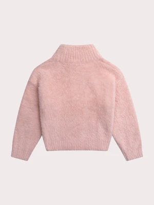 Pink Feather Knit Zebra Animation Jumper