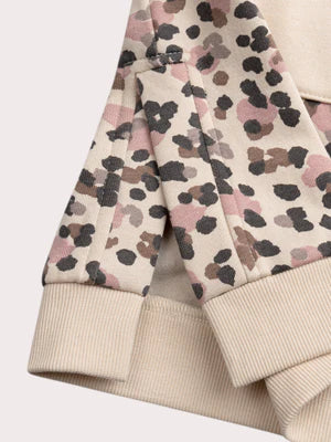 Cream Floral Print Hooded Sweatshirt Dress