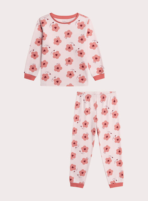 Pink Floral Print Cotton Pyjamas