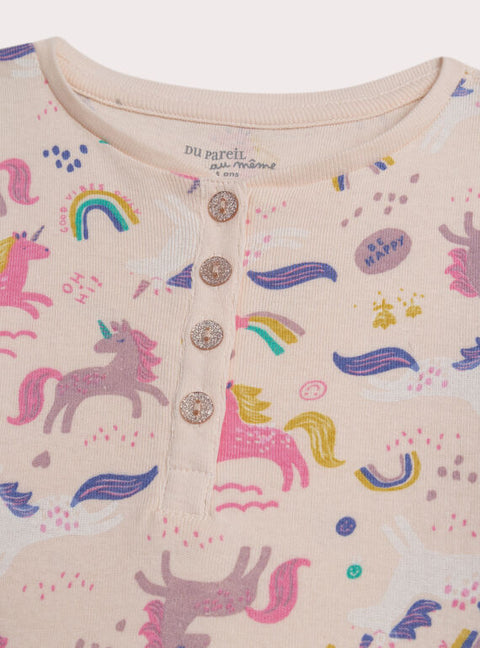 Pink Unicorn Print Cotton Pyjamas