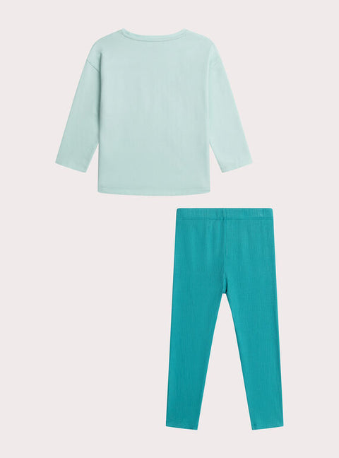 Turquoise Sun Print Cotton Pyjamas