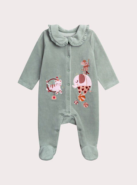 Green Circus Animation Velour Sleepsuit
