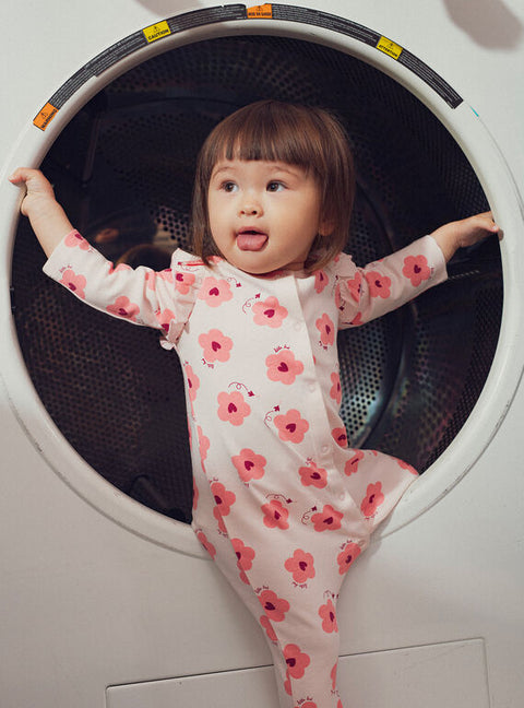 Pink Floral Print Cotton Sleepsuit