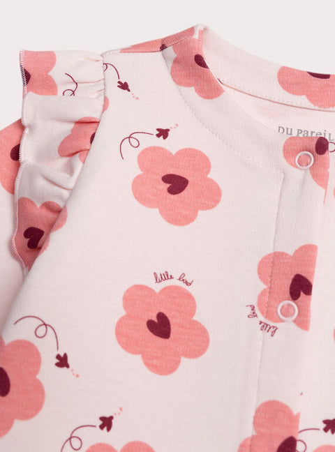Pink Floral Print Cotton Sleepsuit
