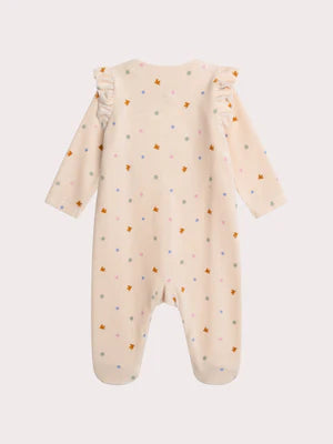 Peach Velour Sleepsuit