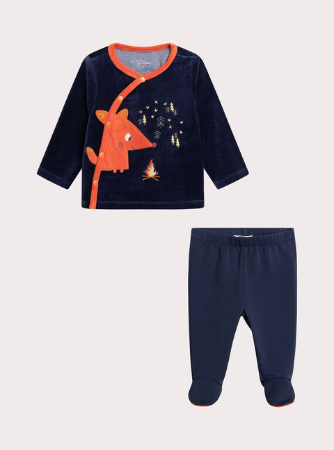 Navy Fox Animation Velour Pyjamas