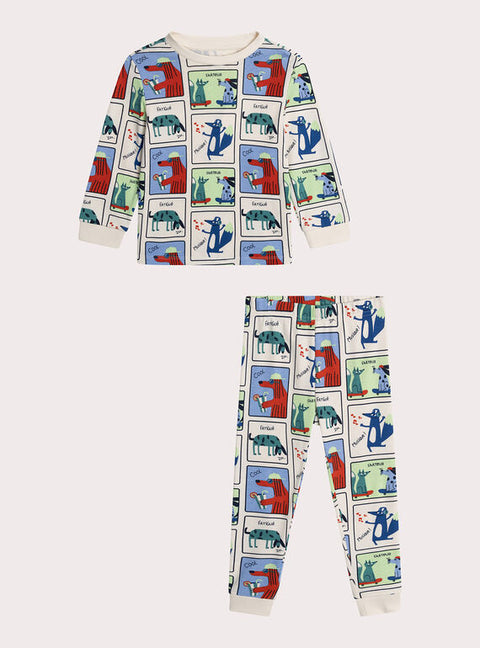 Cream Comic Book Print Cotton Pyjamas