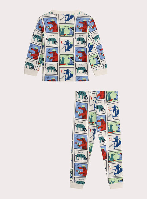 Cream Comic Book Print Cotton Pyjamas