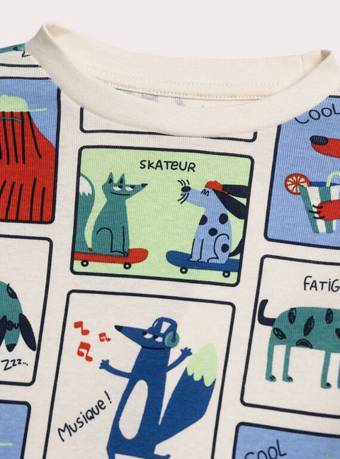 Cream Comic Book Print Cotton Pyjamas