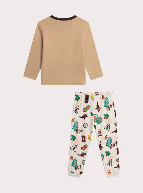 Beige Camping Animation Cotton Pyjamas