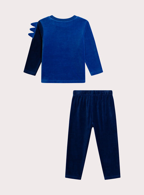 Navy Dinosaur Animation Velour Pyjamas