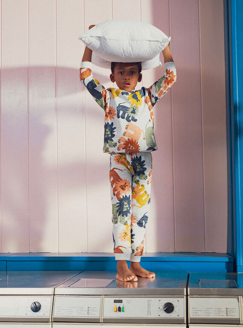 Grey Lion Print Cotton Pyjamas