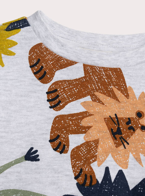 Grey Lion Print Cotton Pyjamas