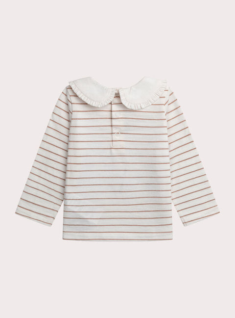 Cream Cotton Collared T-shirt