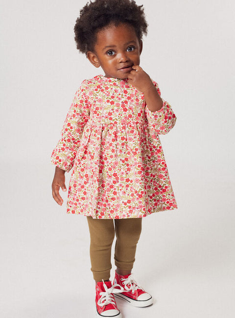 Floral Print Cotton Dress With Leggings