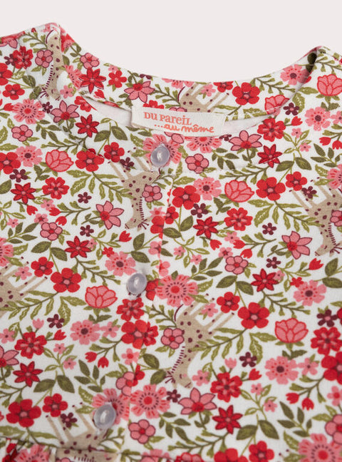 Floral Print Cotton Dress With Leggings