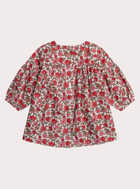 Lined Pink Floral Print Cotton Dress
