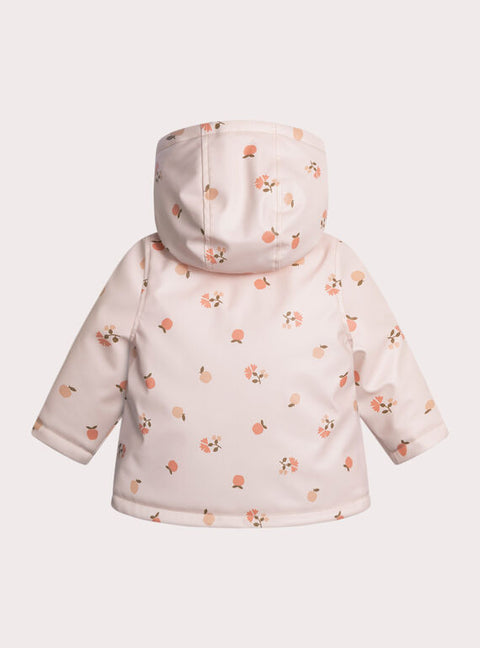 Pink Faux Fur Lined Hooded Raincoat