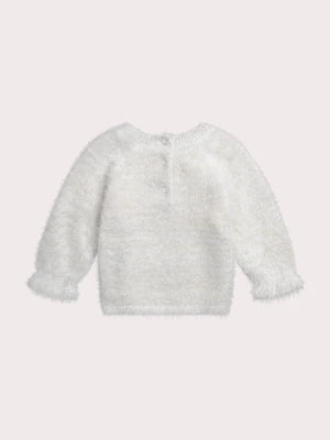 Cream Feather Knit Jumper With Fox Animation