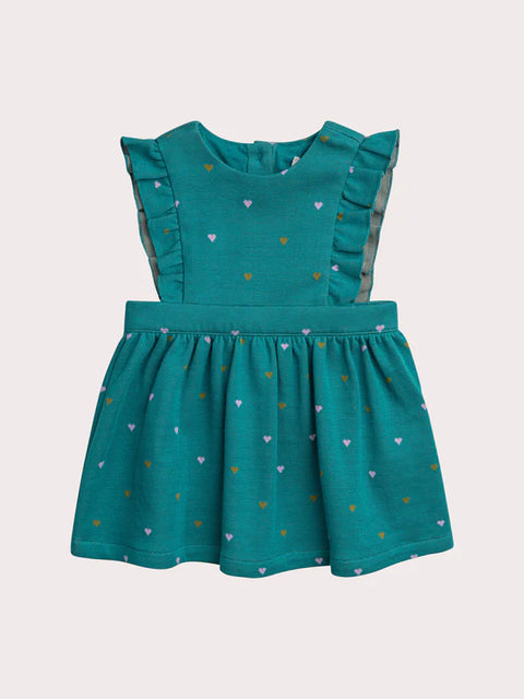 Lined Turquoise Cotton Pinafore Dress