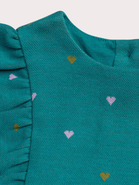 Lined Turquoise Cotton Pinafore Dress