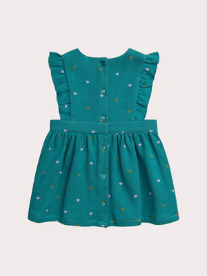 Lined Turquoise Cotton Pinafore Dress