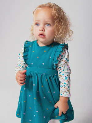Lined Turquoise Cotton Pinafore Dress