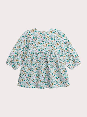 Cream Floral Print Velour Fleece Dress