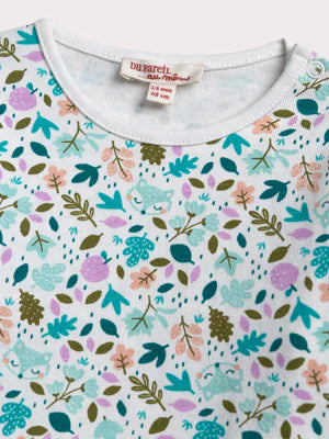 Cream Leaf Print Cotton T-shirt