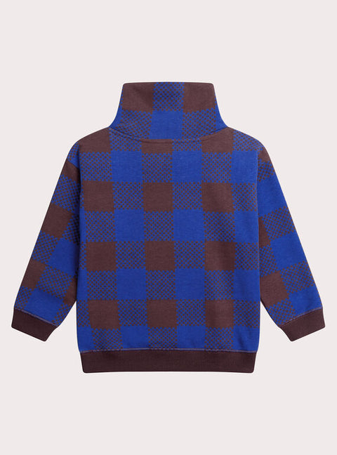 Burgundy Check Cotton Fleece Sweatshirt