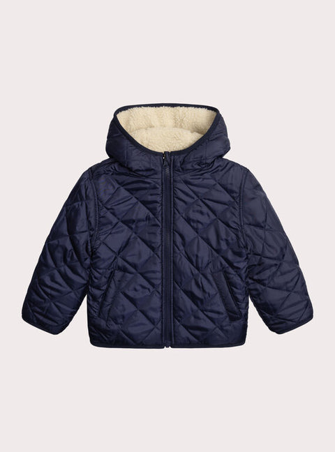 Reversible Colour Block Hooded Coat