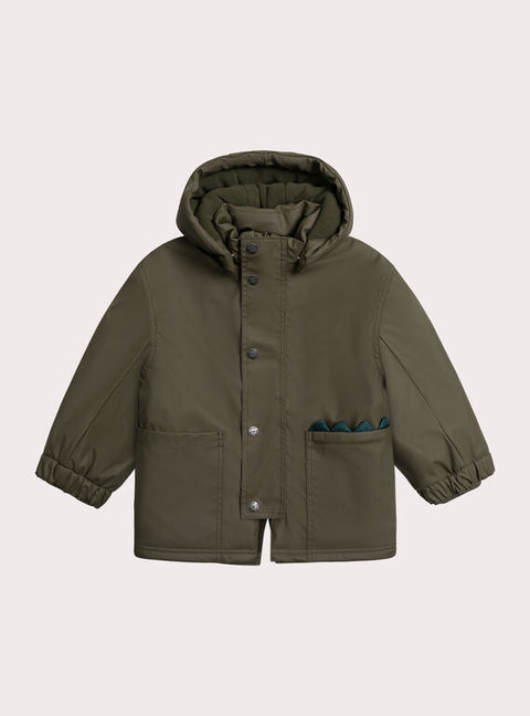 Lined Green Hooded Raincoat