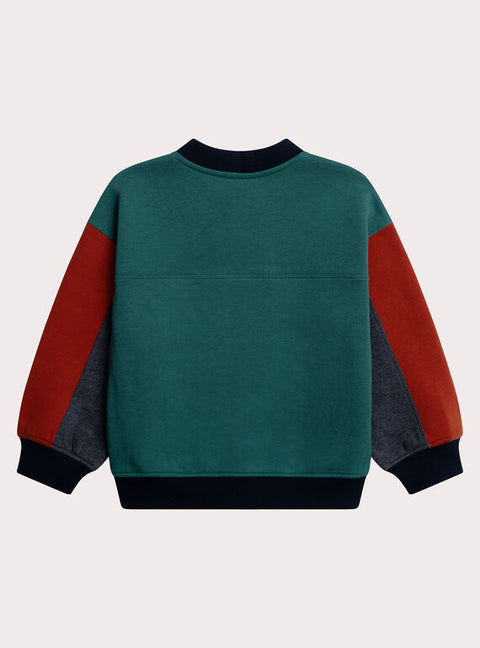 Green Cotton Fleece Baseball Jacket